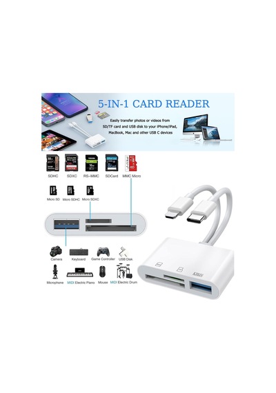 Sd Kart Okuyucu, İphone, İpad İçin Sd Kart Adaptörü, Lightning Ve Usb C Kamera Adaptörlü Hafıza Kartı Okuyucu, Sd/micro Sd/usb 3.0 Destekler, Uygulama Sürücüsü Gerekmez