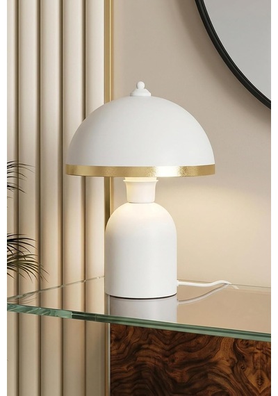 Tr Luna Gold Abajur, Bohem Masa Lambası Ve Salon Oturma Odası Aydınlatması - Beyaz - 25 Cm Modern Dekoratif Masa Genel