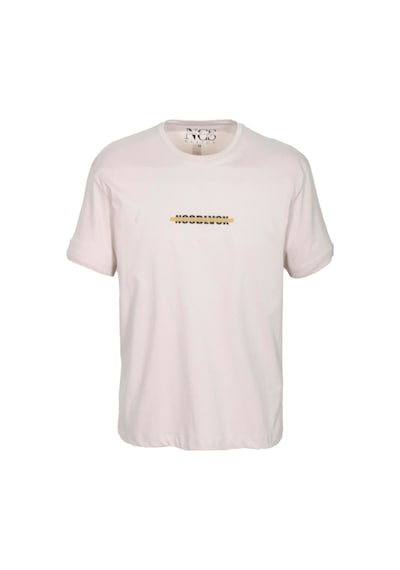 Erkek Oversize Tişört Bej Sırt Baskılı Bisiklet Yaka Slim Fit Baskılı T-shirt Ncs Jeans 1190-bej Bej
