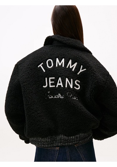 Tommy Hilfiger Tjw Teddy Kolej Stili Bomber Kadın Siyah Ceket Dw0dw21666bds Siyah