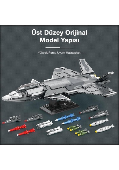 Reobrix 33025 Chengdu J-20 Jet Uçak Yaratıcı Yapı Blok Seti Building Blocks - 1911 Parça