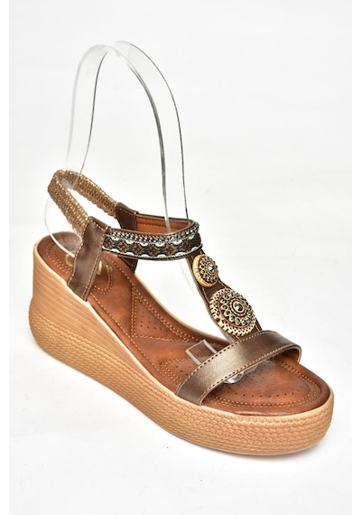 Fox Shoess258136009 Bakır Dolgu Tabanlı Kadın Sandalet Bakır
