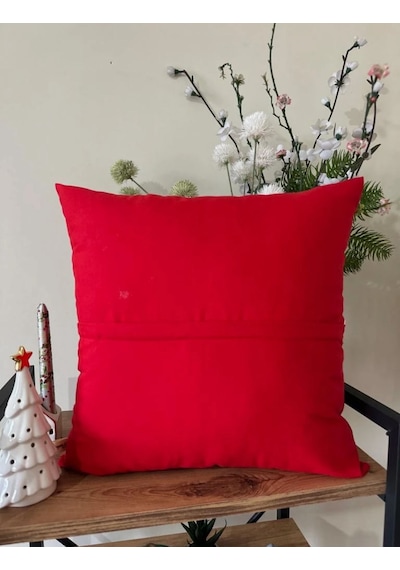 Keten 43x43 Kırlent Kılıfı 2'liı Fermuarlı Evtex 43x43 Kırmızı