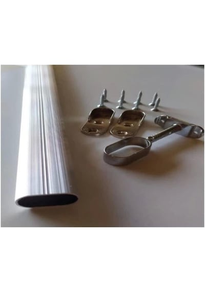 Fsm Oval 140Cm Alüminyum Dolap Içi Elbise Askı Borusu Aparatları Vidaları