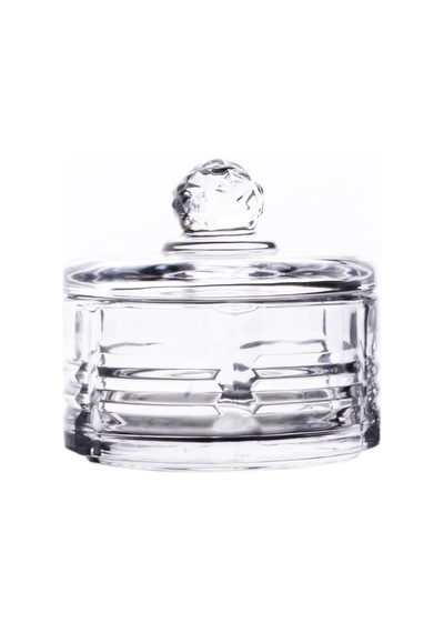Deconox Lüx Kristal Kapaklı Cam Şekerlik & Cam Lokumluk, Kesme Cam Lüx Şekerlik 10cm 10.5cm - 4 Model 06648 Genel