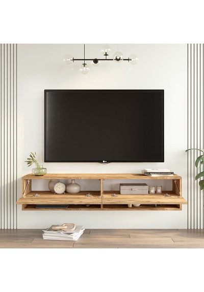 Aven Tv Ünitesi Tv Sehpası Raflı Kapaklı 140cm Çam Ave11-a Atlantik Çam