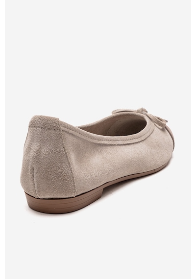 Luvishoes Boleo Bej Süet Vizon Hakiki Deri Kadın Babet Ayakkabı