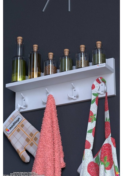 Kedi 12 Kancalı Mutfak Askısı 3'lü Set 51,4x19 Cm - Şık Tasarım, Çok Amaçlı Düzenleyici Ve Yer Tasarrufu 55 Cm