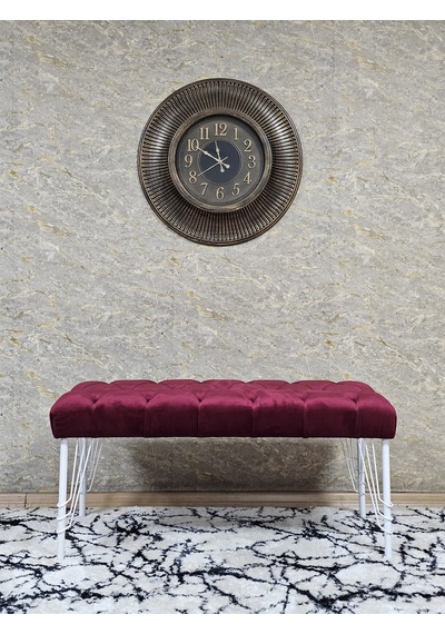 Zafir Beyaz Boyalı Tel Ayaklı 90 Cm Puf Bench - Puf - Bench - Kasalı Oturak - Oturak - Yatak Ucu Puf Bordo