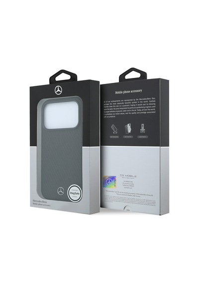 Apple Uyumlu iPhone 18 Pro Kılıf Mercedes Benz Lisanslı M-safe Uyumlu 3d Metal Logolu Wrap Wood Deri Kapak Siyah