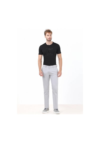 Kip Açık Gri Düz Dokuma Slim Fit Casual Pamuk Karışımlı Pantolon 001