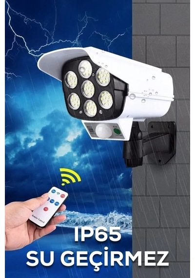 Mobee Kamera Görünümlü Sensörlü Uzaktan Kumandalı Solar Bahç...