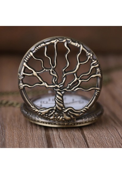 Kişiye Özel Hayat Ağacı Tasarımlı Retro Quartz Zincirli Köstekli