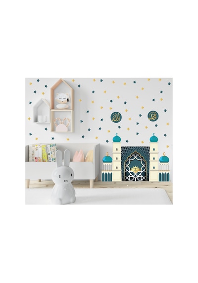 Ramazan Temalı Sticker Mescit Ramazan Ayı Cam Duvar Süsleri Dini Sticker İslam Ramazan Figürleri