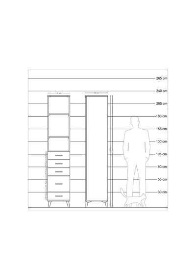 Hyperion Dolap 3 Raflı 5 Çekmeceli 44x44x221 Aytaşı-aytaşı Aytaşı