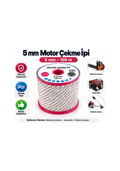 Algaride 5 Mm Motor Çekme İpi 100 Metre Motorlu Testere Jeneratör Motorlu Tırpan Çim Biçme Su Motoru Ve Benzinli Makineler İçin Starter Marş İpi