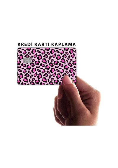 Pembe Leopar Kart Kaplama Sticker Kart Etiketi