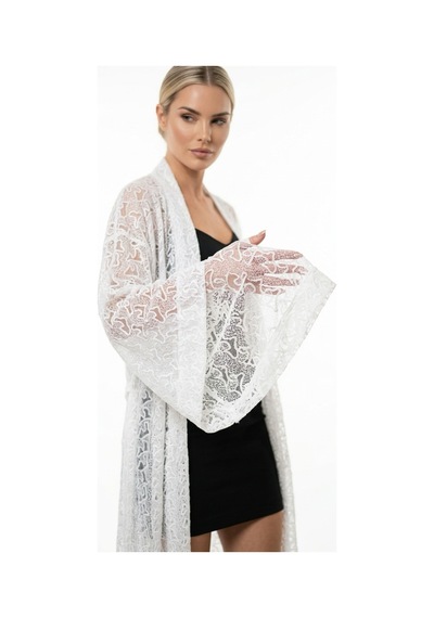 Lila Mare Nakışlı Handmade Beachwear & Homewear Kimono Renkli Renkli