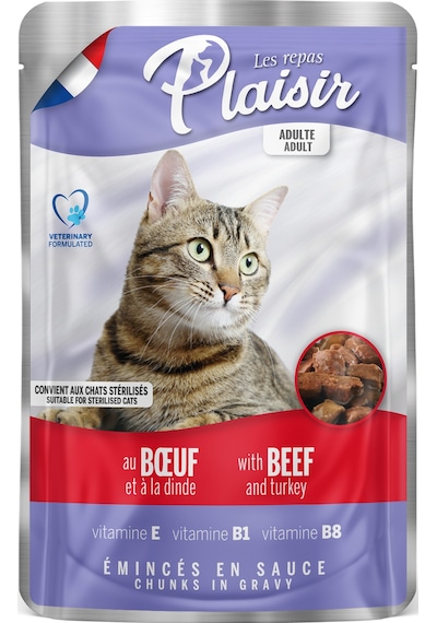 Plaisir Sığır Etli ve Hindili Pounch Yetişkin Yaş Kedi Maması 100 G