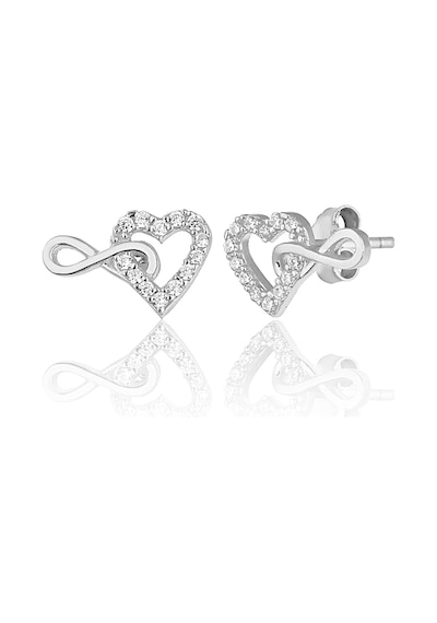 Zanaatsilver 925 Ayar Gümüş Rodyum Kaplama Sonsuzluk Kalp Modeli Küpe