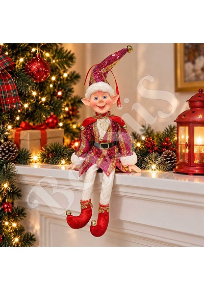 Yılbaşı Ağacı Süsü Mor Gold Elbiseli Elf 36 Cm Diğer