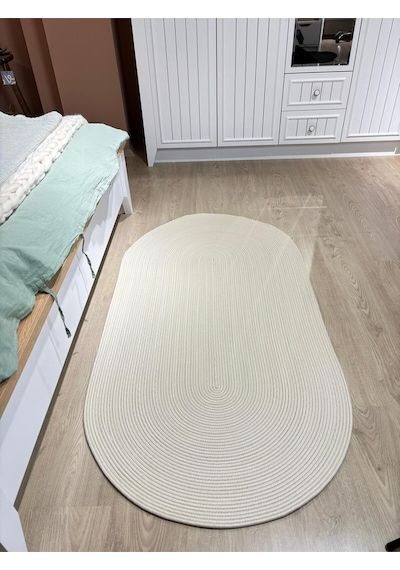 Mavaux Galileo Oval Jüt Yuvarlak Hasır Görünümlü Klasik Halı Kilim Krem
