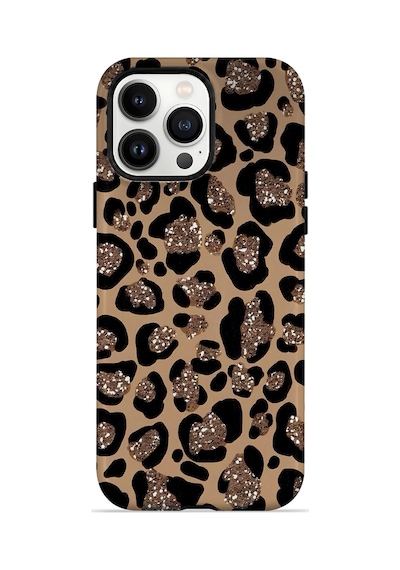 Velvoria Valestra Simli Leopar Apple iPhone Uyumlu 14 Pro Darbe Korumalı Kılıf Valestra Select - Simli Leopar