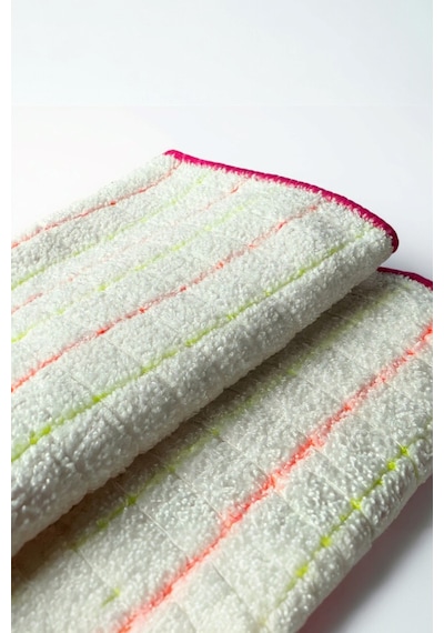 Technow Mikrofiber Mutfak Ve Genel Temizlik Bezi 40 40 Cm Leke Tutmaz Koku Yapmaz 3 Adet Beyaz - Pembe