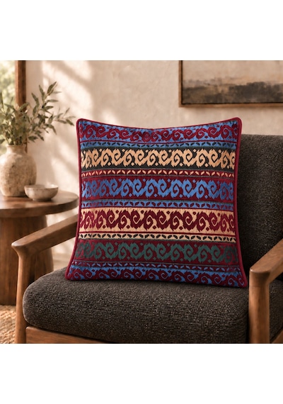 Bk Gift El Yapımı Otantik Türk Kilim Kırlent Yastık 43x45 Cm -8 Bohem Etnik Dekoratif Koltuk Yastığı Çok Renkli