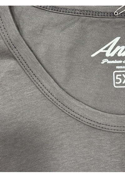 Yuvarlak Yaka Erkek Battal Düz Renk Pamuklu Basic Tshirt Antrasit