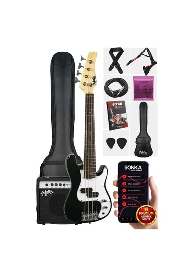 Midex Cbg-380bk 38 İnç 7/8 Ebat 10-14 Yaş Arası Genç Ve Çocuk İçin Amfili Bas Gitar Seti