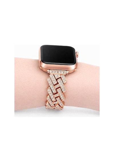 Apple Uyumlu Watch  Ultra 1/2/3 49mm Kordon Taşlı İnce Metal Kordon 103