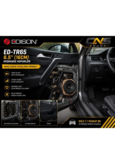 Tr Edison Ed-tr65 6.5 İnç 16 Cm Midrange Hoparlör 80w Rms 400w Max 1 Voice Coil 4 Ohm 91 Db