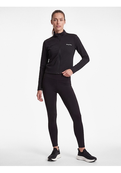 Koton Slim Fit Fermuarlı Dik Yaka Uzun Kollu Baskılı Spor Sweatshirt Siyah 7wak10111nk