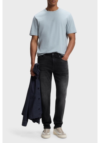 Boss Pamuklu Tapered Fit Düz Paça Jeans Erkek Kot Pantolon 50536502 008 Siyah
