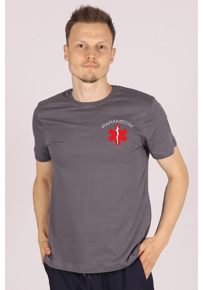 Gri Paramedik Bisiklet Yaka Tişört Unisex