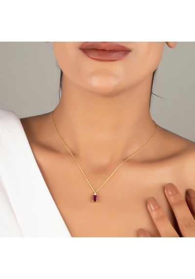 925 Ayar Baget Dikdörtgen Yakut Kolye, 14 Ayar Altın Ve Rose Altın Kaplama, Kadınlara Günlük Hediye Altın 925 Ayar Baget Dikdörtgen Yakut Kolye, 14 Ayar Altın Ve Rose Altın Kaplama, Kadınlara Günlük Hediye Altın