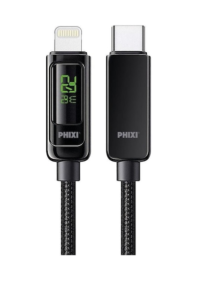 Phixi Ultimate Upd4160l 20w Lcd Ekranlı Hasır Örgü Ve Güçlendirilmiş Metal Başlıklı Type-c To Lightning Hızlı Şarj Ve Data Kablo
