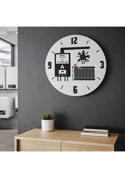 Konbi Ve Tesisat Firmaları İçin Tasarlanmış Duvar Saati 40 Cm No 30027 Beyaz