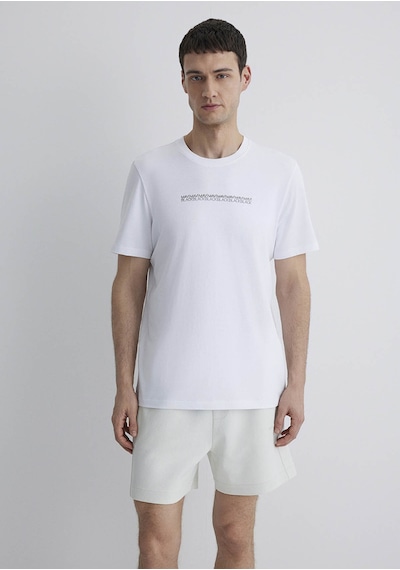 Mavi Beyaz Erkek T-shirt M0612647-620 Beyaz