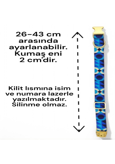 Caramelos Köpek Tasması-küçük Irk Ve Orta Irk İsimli Tasma 10 Beyaz - Mavi
