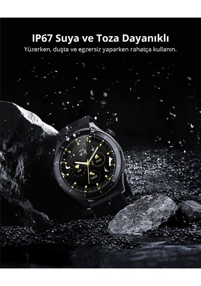 Aukey SW-2P-GY Smart Watch 3.7 Cm Lcd Ekran Ip67 Akıllı Saat (Distribütör Garantili)