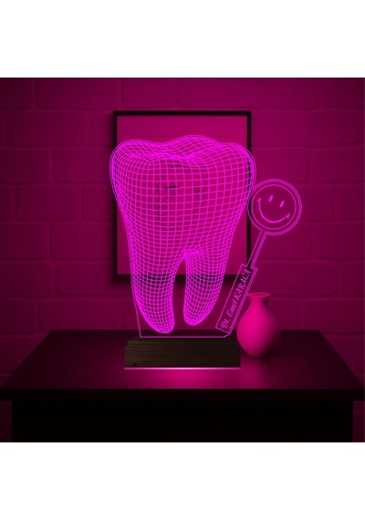 Luvivia Smile Diş Hekimi Diş Doktoru Hediye Kişiye Özel 3d Lamba - Masa Gece Lambası V2 Şeffaf