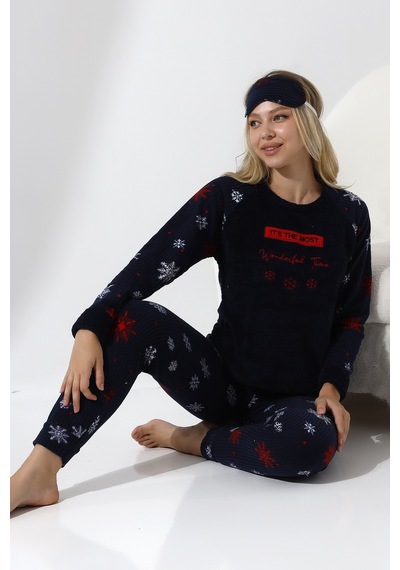 Fawn 5009 Peluş Welsoft Polar Kışlık Yumoş Kadın Pijama Takımı Lacivert Fawn 5009 Peluş Welsoft Polar Kışlık Yumoş Kadın Pijama Takımı Lacivert