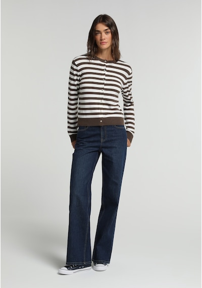 Colin's Colins Slim Fit Yuvarlak Yaka Çizgili Kadın Kahverengi Hırka Cl1082488 Q1.v2 Brw