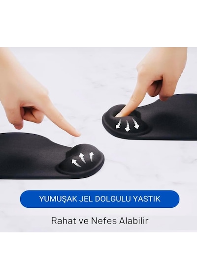 Lexroo Tıger Track Siyah Bilek Destekli Ergonomik - Kaymaz Taban Mouse Pad