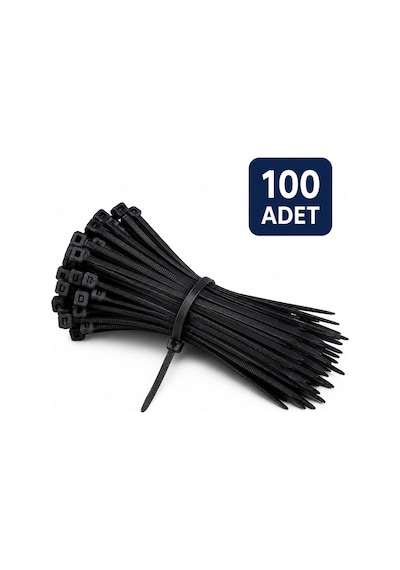 8x300 Mm Siyah Kablo Bağı Cırt Kelepçe 100 Adet