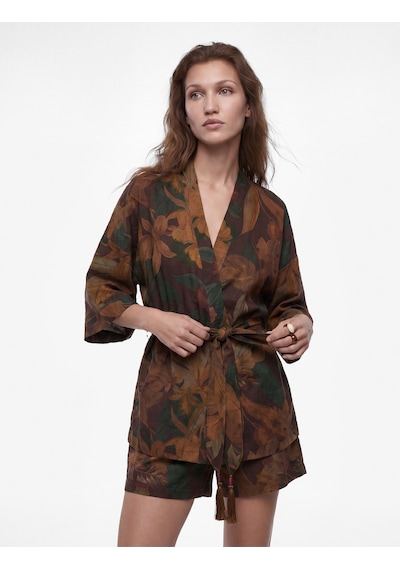 Koton Koton X Melis Ağazat - Püsküllü Kuşak Detaylı Floral Desenli Kimono Kahverengi Desenli 6sak50039ew Koton Koton X Melis Ağazat - Püsküllü Kuşak Detaylı Floral Desenli Kimono Kahverengi Desenli 6sak50039ew