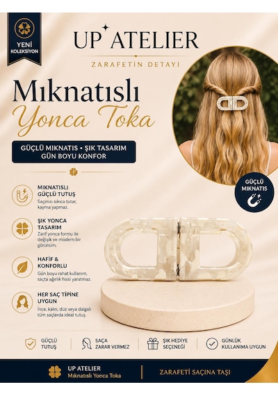 Mıknatıslı Kemik Toka 7cm Beyaz