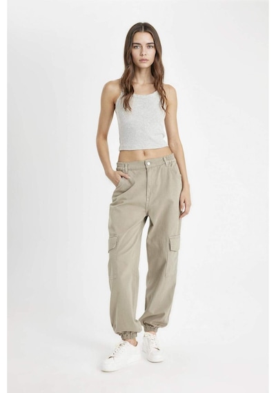 DeFacto Coool Gabardin Jogger Pantolon Normal Bel Basic Düz Kargo Cepli B0454AX24AUKH419